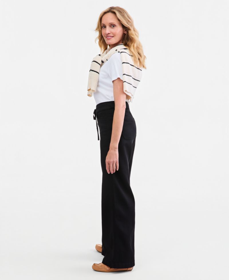 Women's Knit High-Rise Wide-Leg Pull-On Jeans, Macy's Exclusive
