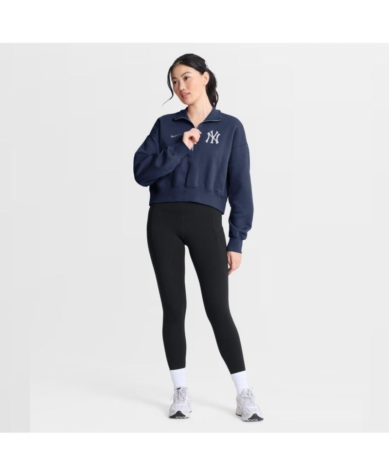 Women's Navy New York Yankees Primetime Phoenix Fleece Half-Zip Sweatshirt