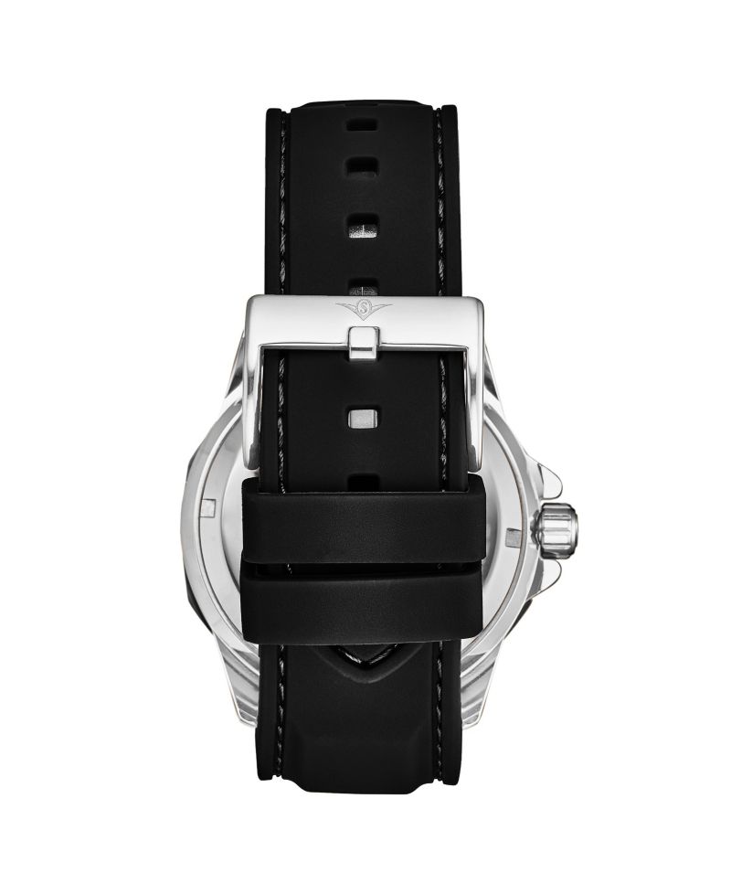 Edwardian 4018 Men s Automatic Skeleton Watch - 44mm Stainless Steel Case, Skeleton Dial, Silicone Strap