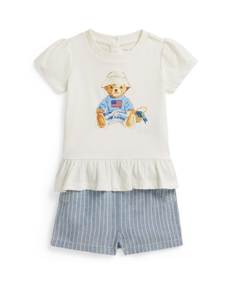 Baby Girls' Polo Bear Top and Shorts, 2-Piece Set