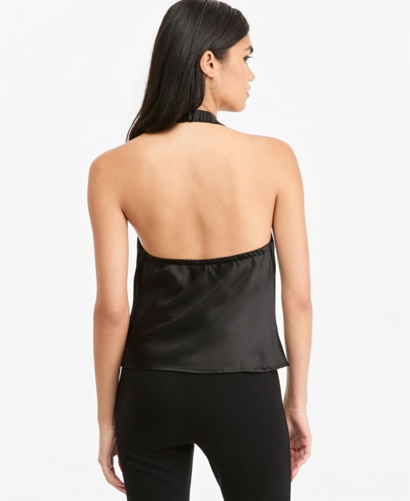 Women's Satin Halter Open-Back Top