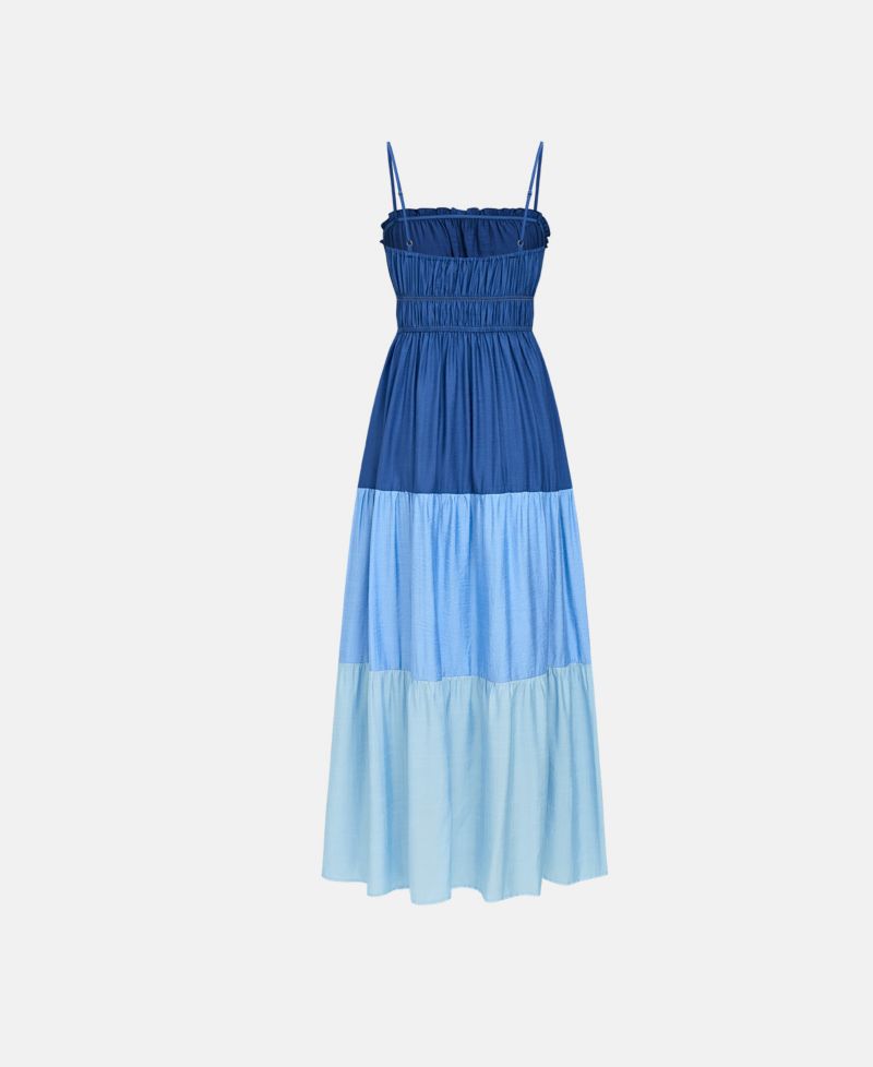 Women's Saltwater Icon Colorblock Maxi Smocked-Bodice Tiered Dress