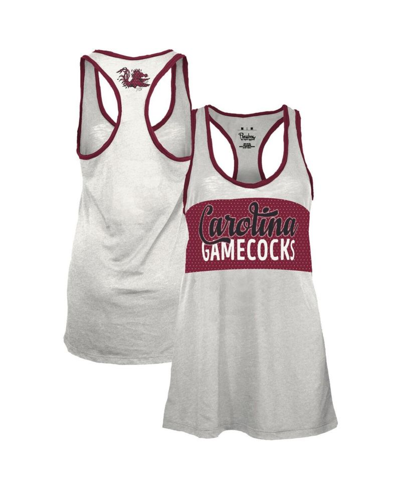 Women's White/Garnet South Carolina Gamecocks Tracy Racerback Tank Top