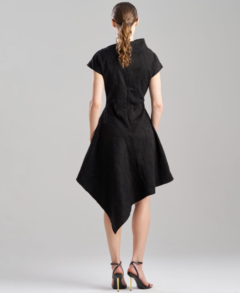 Women's Embroidered Asymmetrical-Hem Faux Suede Dress