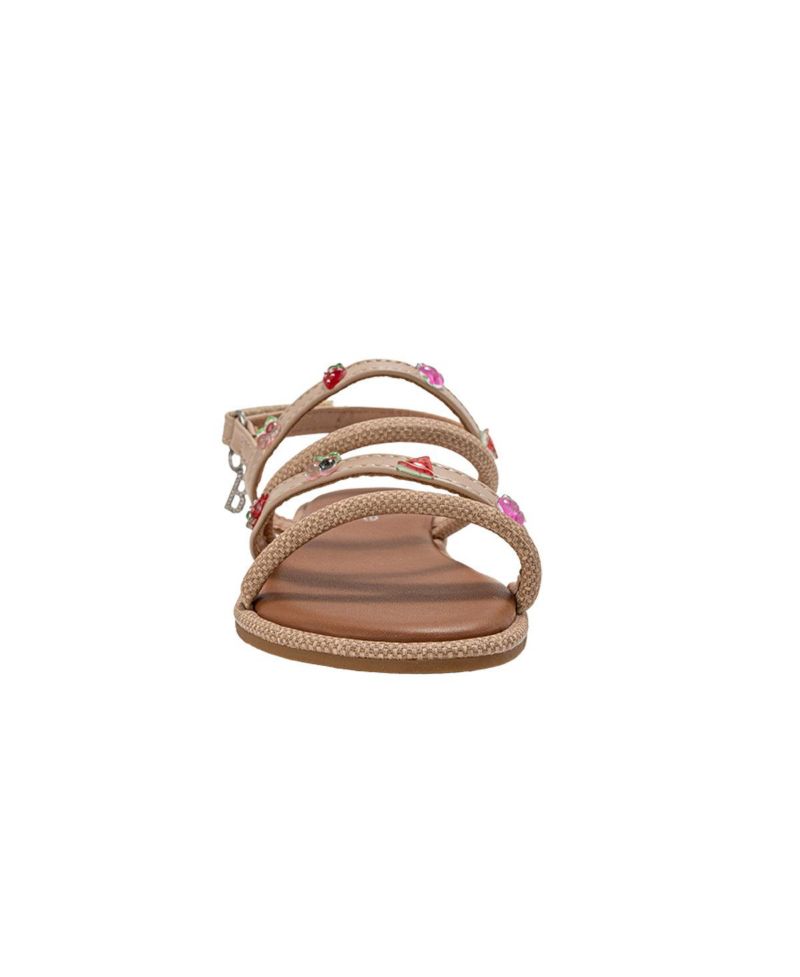 Girls Girl's Fashion Sandals - Dressy Shoes with Tiny Fruit Charms and Raffia Embossed Accents