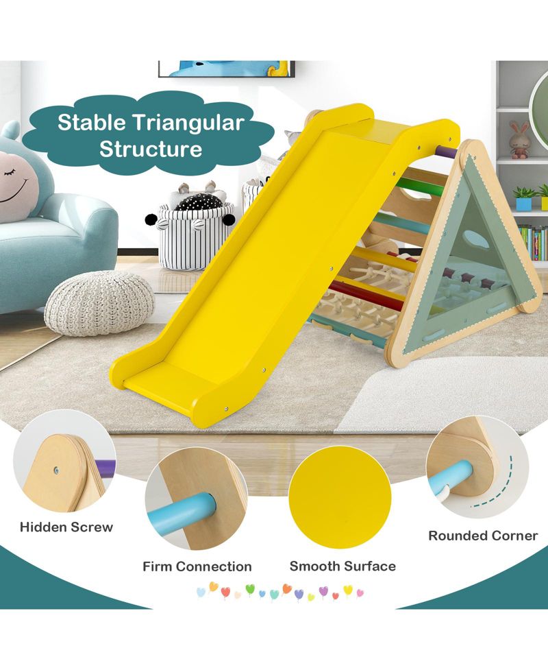 3-Side Triangle Climber with Sliding Board and Climbing Net