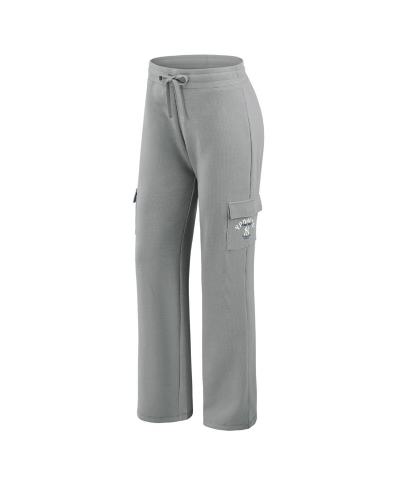Women's Gray New York Yankees Waffle-Knit Long-Sleeve Hoodie & Lounge Pant Set