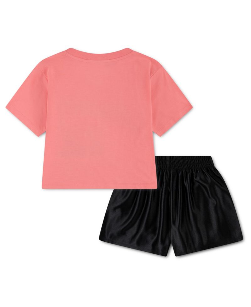 Girls' 4T-6X Flowy Durasheen Crewneck T-Shirt and Shorts, 2-Piece Set