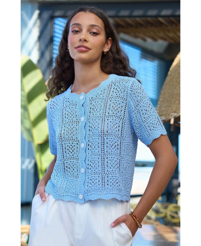 Women's Crochet Short Sleeve Cardigan