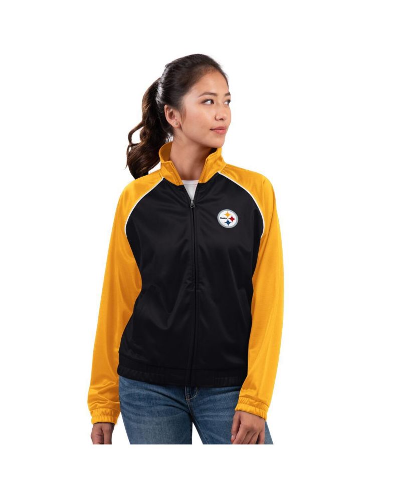 Women's Black Pittsburgh Steelers Replay Full-Zip Track Jacket