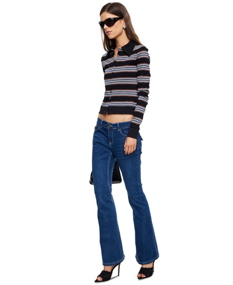 Women's Bada Bing Striped Button Down Knit Top
