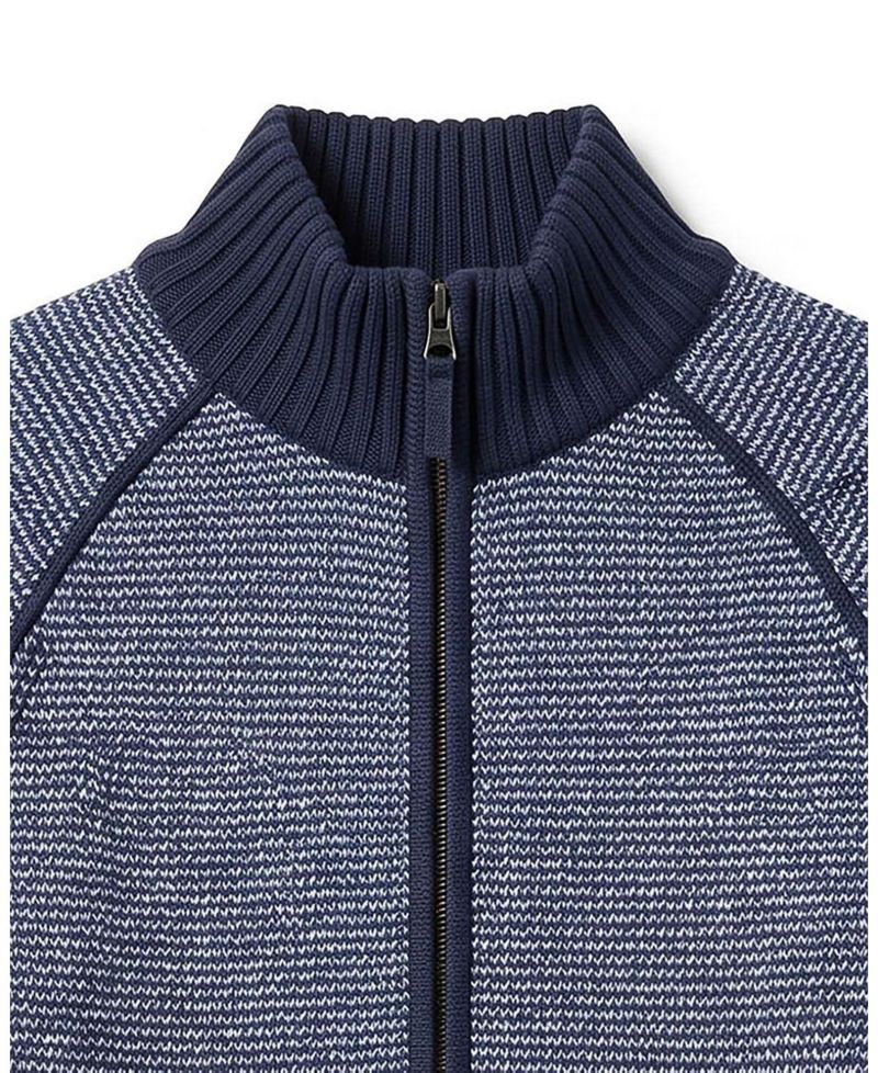 Little Boys 5 -7 Organic Full Zip Raglan Mock Neck Sweater