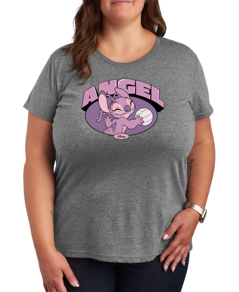 Plus Size Lilo Stitch Angel Volleyball Graphic T-Shirt