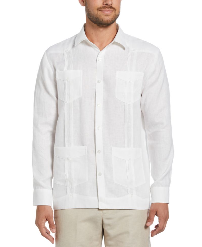 Men's 100% Linen Long Sleeve 4 Pocket Guayabera Shirt