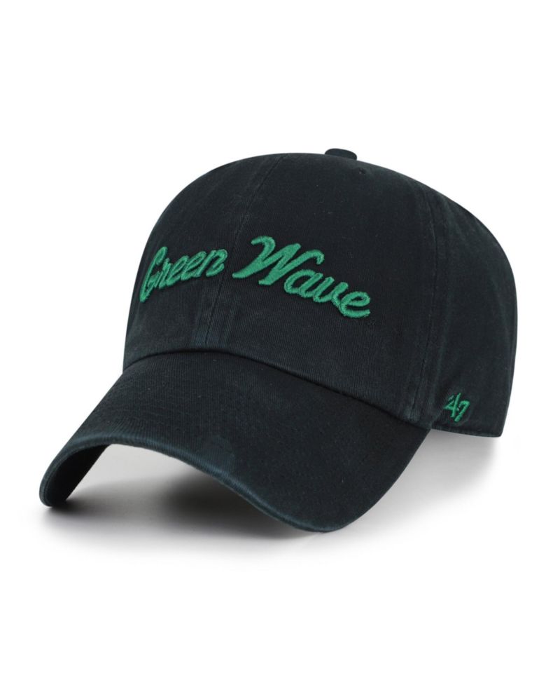 Men's '47 Black Tulane Green Wave Vault Clean Up Adjustable Hat