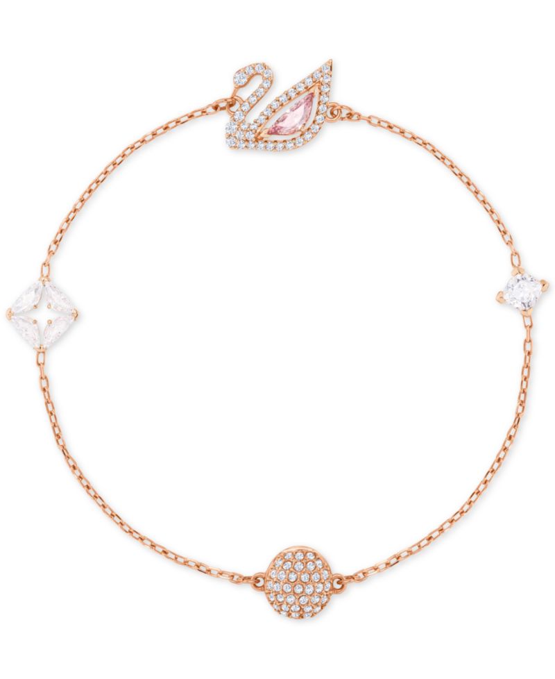 Remix Rose Gold-Tone Crystal Swan Magnetic Bracelet