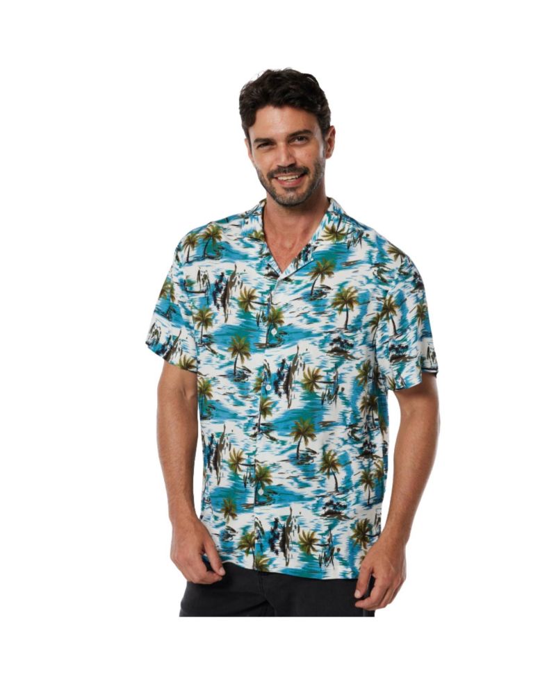 Men's Casual Button-Down Hawaiian Short Sleeve Shirt