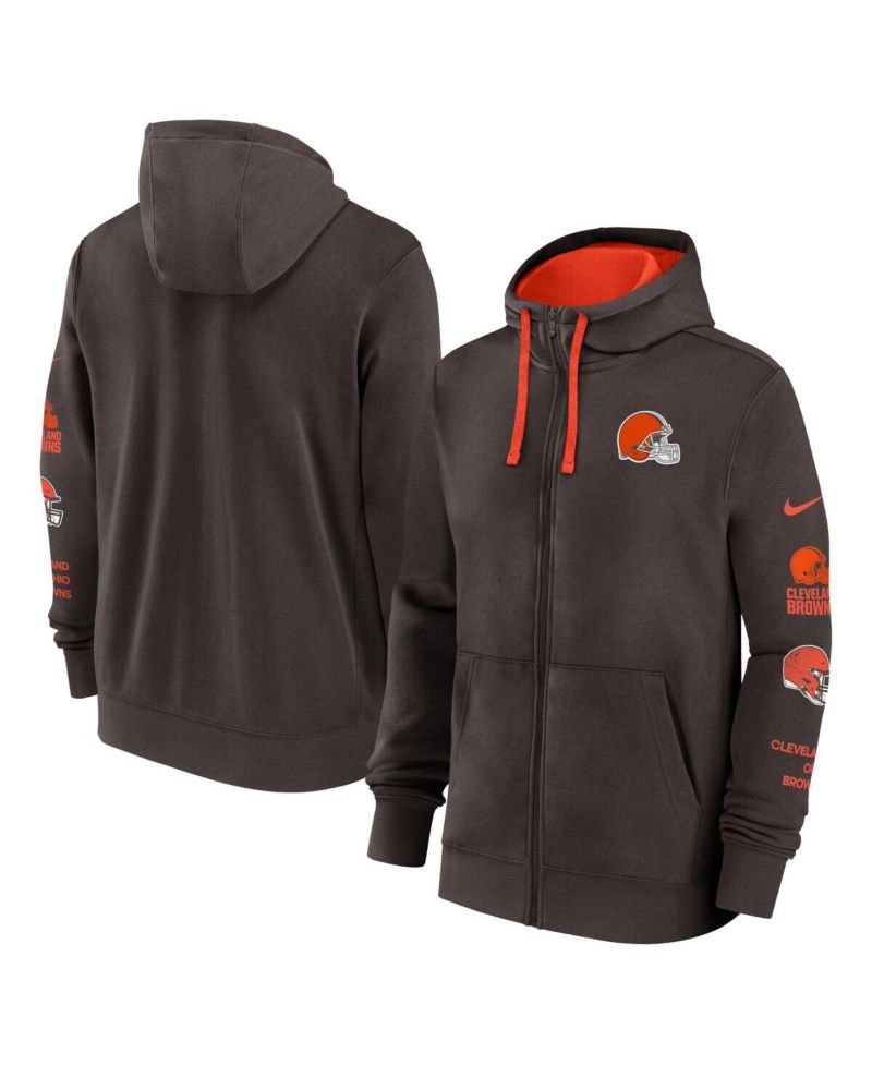 Men's Brown Cleveland Browns Club Full-Zip Hoodie Jacket