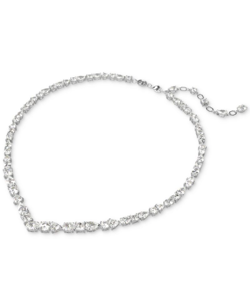 Silver-Tone 2-Pc. Set Mesmera Crystal Drop Earrings & Necklace, 15" + 2" extender