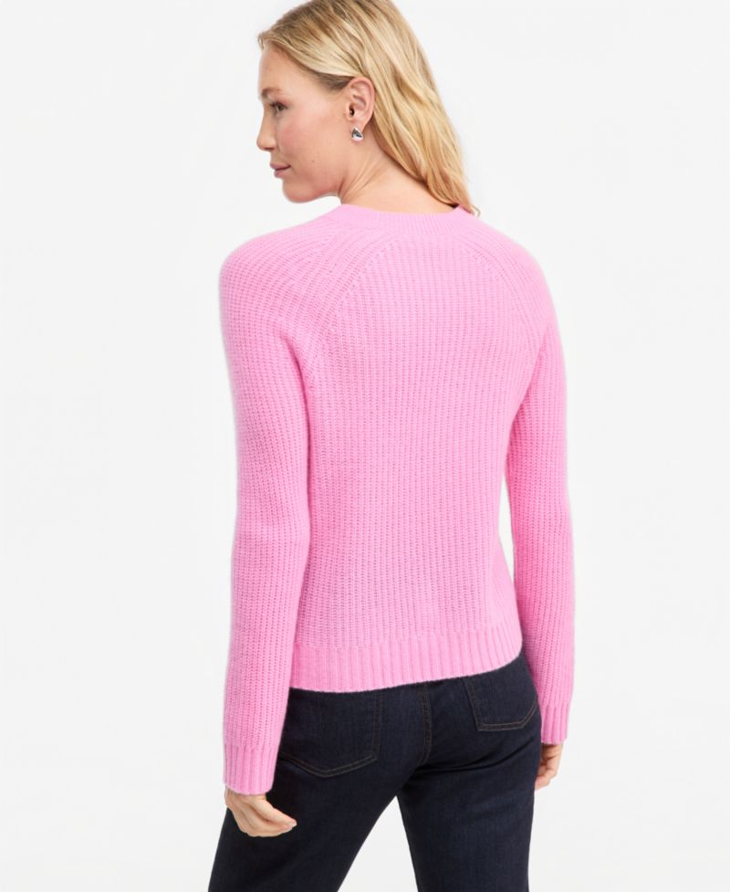 Plus Size 100% Cashmere Shaker Stitch Crewneck Sweater