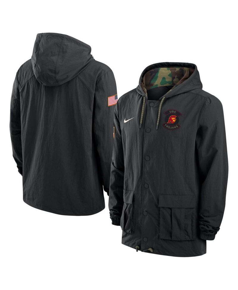 Men's Black USC Trojans 2025 NCAA Military Appreciation Full-Snap Jacket