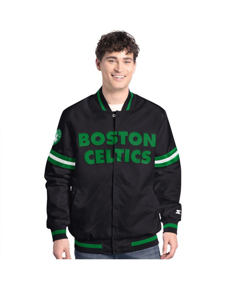 Men's Black Boston Celtics Scout Varsity Full-Snap Jacket