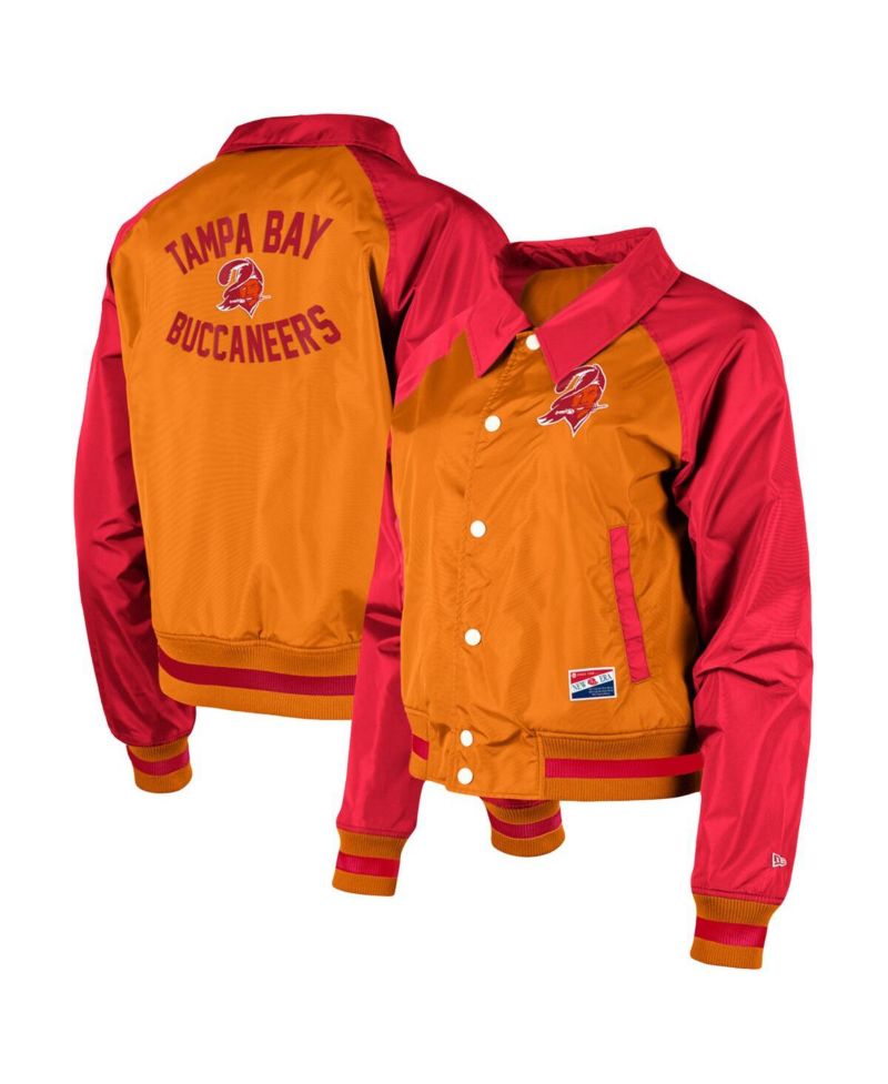 Women's Orange Tampa Bay Buccaneers Coaches Raglan Full-Snap Jacket