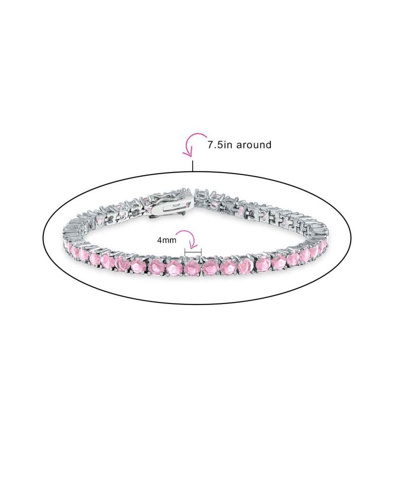 Classic 12CTW Round CZ Basket Set Blue Tennis Bracelet Silver Plated 7.5"