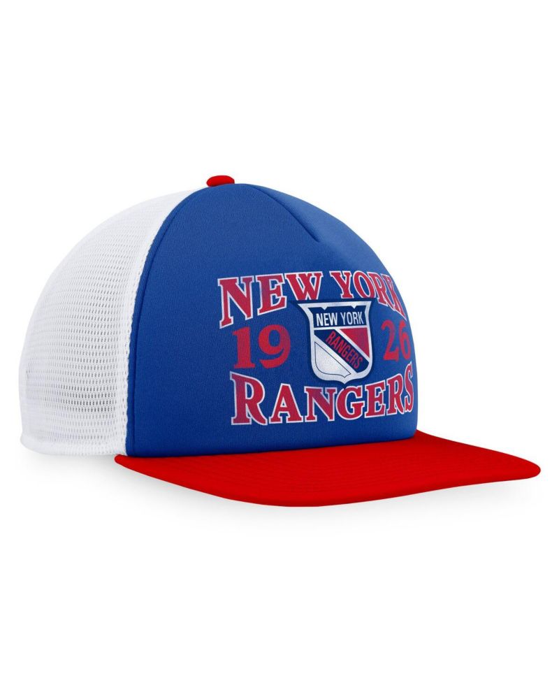 Branded Men's Blue/Red New York Rangers Heritage Vintage-Like Foam Front Trucker Snapback Hat