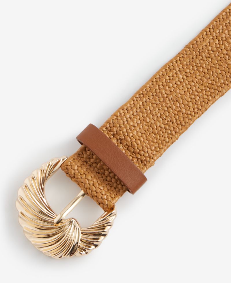 Curvy Wave Buckle Stretch Straw Belt