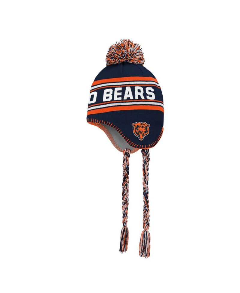 Big Boys and Girls Navy Chicago Bears Jacquard Tassel with Pom Knit Hat