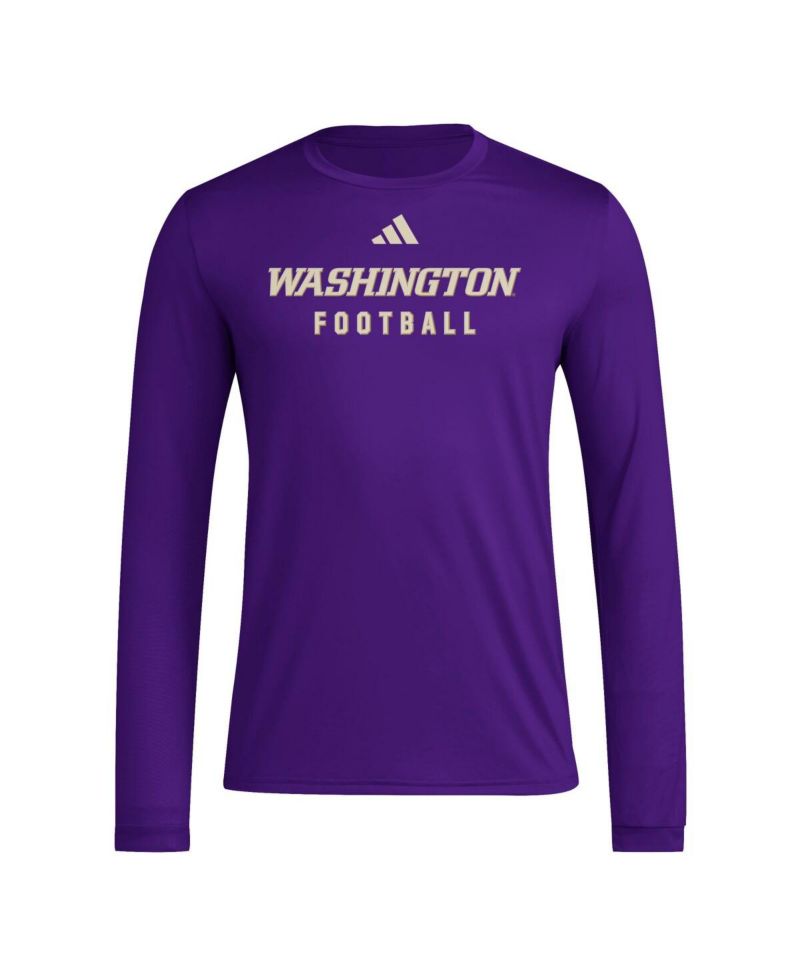 Men's Purple Washington Huskies Locker Practice Football Pre-Game Long Sleeve T-Shirt