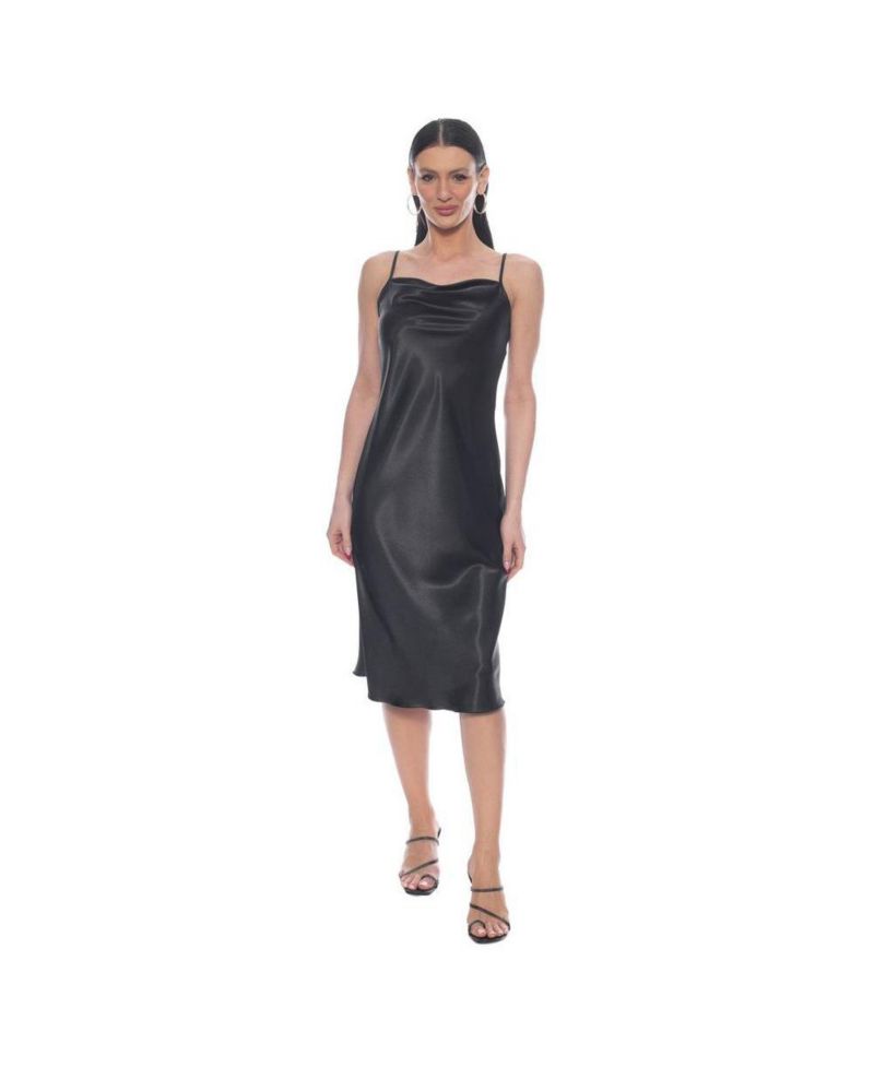 Women's Satin Cowl Midi Dress