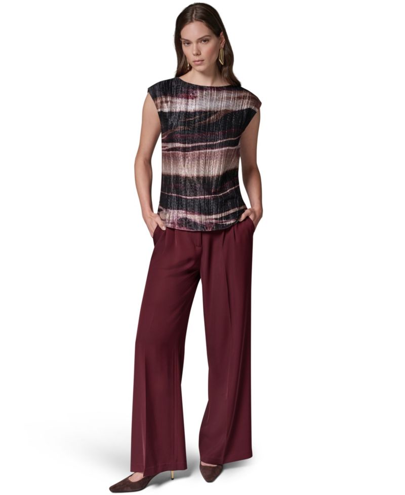 Petite Sleeveless Boat-Neck Striped Blouse