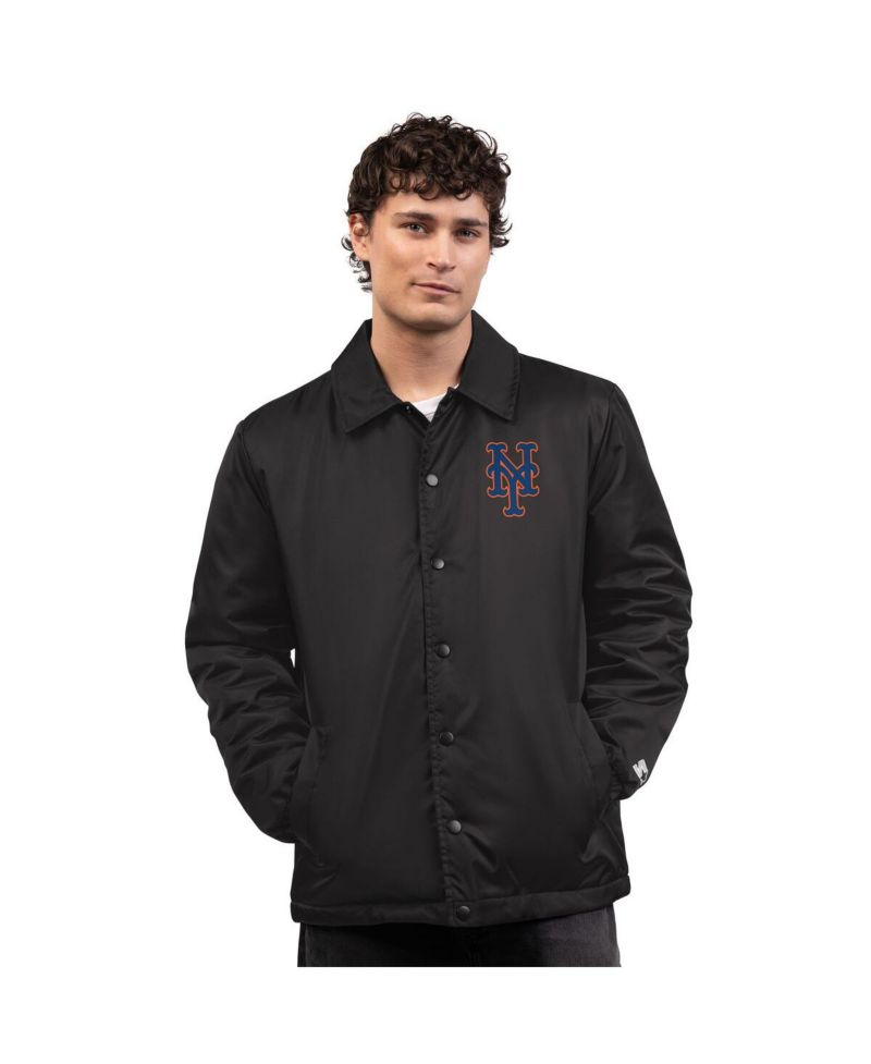 Men's Black New York Mets Full-Snap Coaches Jacket