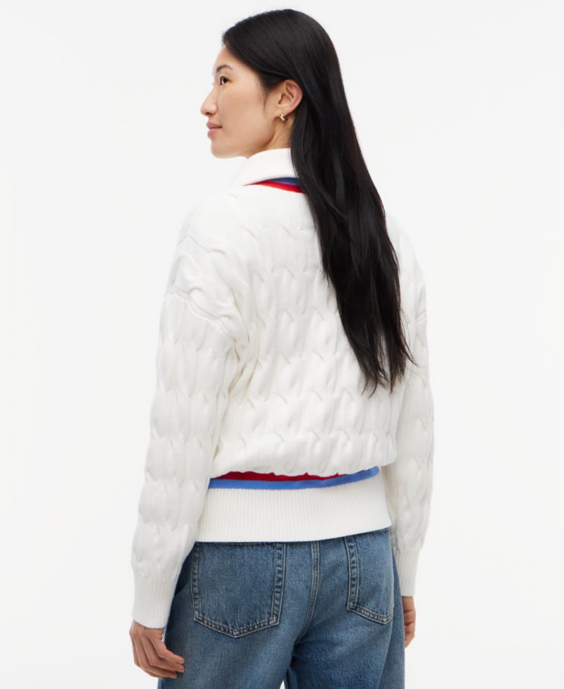 Women's Cable Half Zip Cricket Turtleneck Relaxed-Fit Sweater