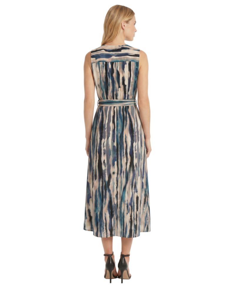 Women's Printed Button Midi Dress