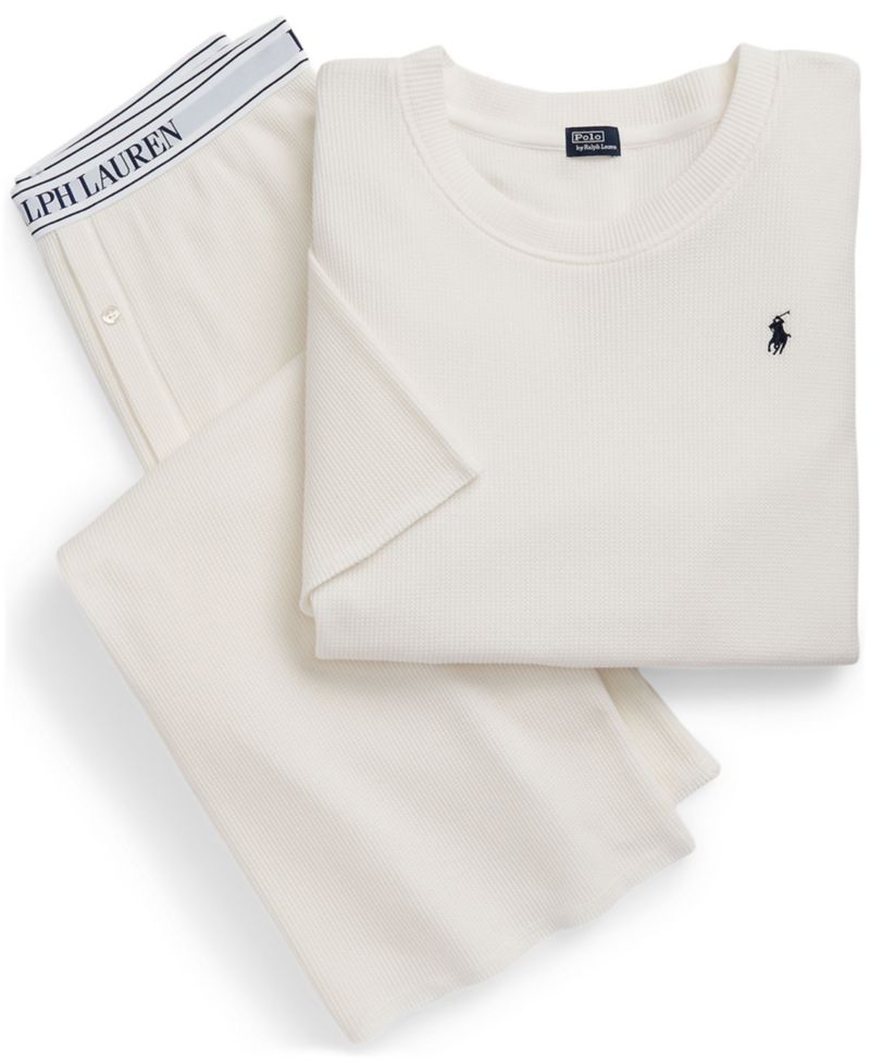 Women's 2-Piece Waffle-Knit Top and Pants Pajama Set