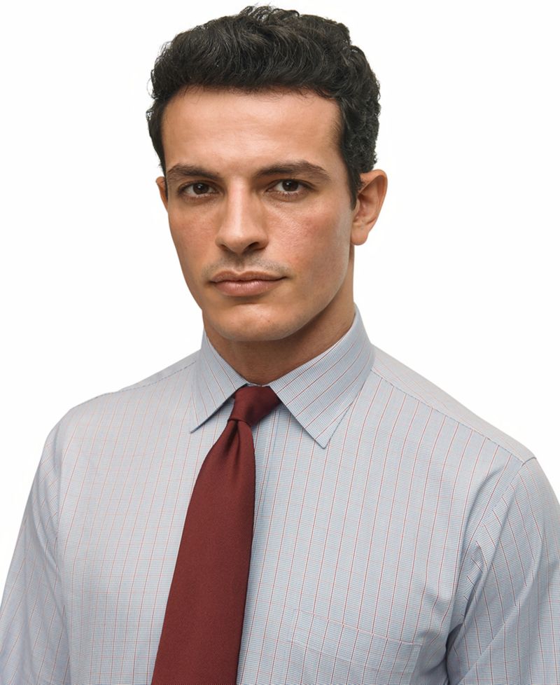 Men's Regular-Fit Spread Collar Grid Check Dress Shirt