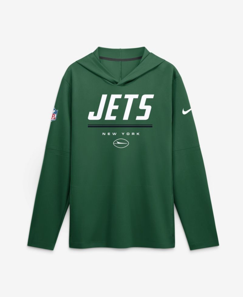 Men's Green New York Jets Sideline Game On Lightweight Long Sleeve Hooded Dri-FIT Sweatshirts