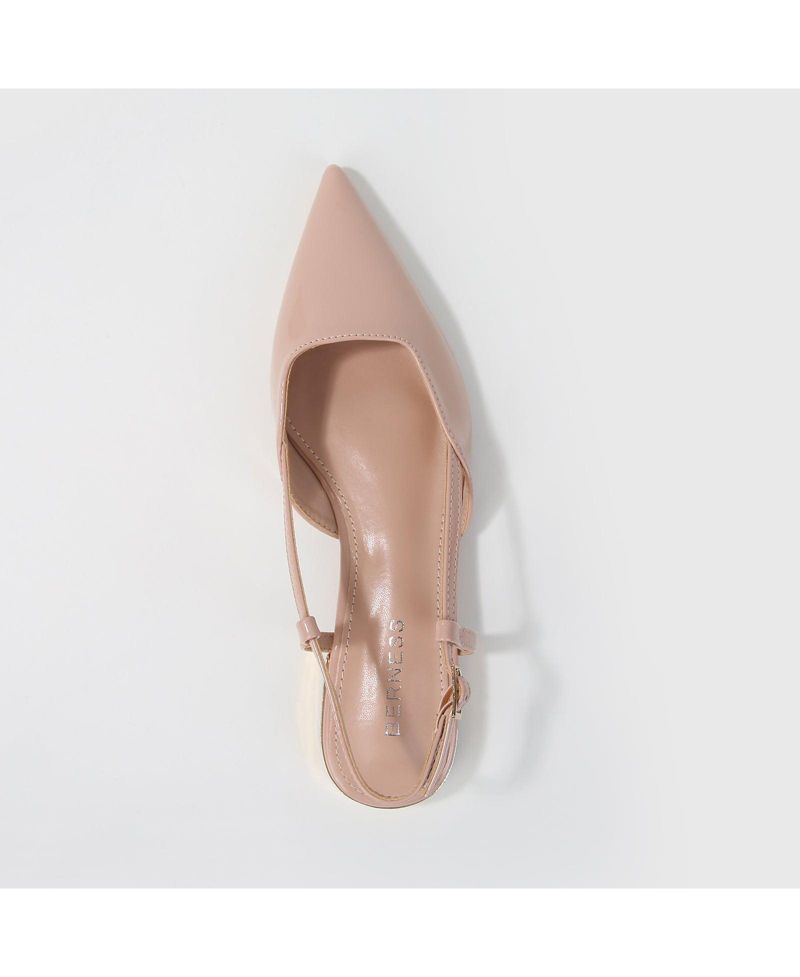 Cass Patent Slingback Flats with Gold-Tone Heel