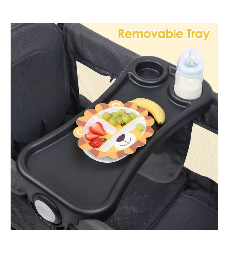 Baby All-Terrain Wagon Stroller for Two with Canopy, Snack Tray, Storage and Shock-Absorbing Wheels
