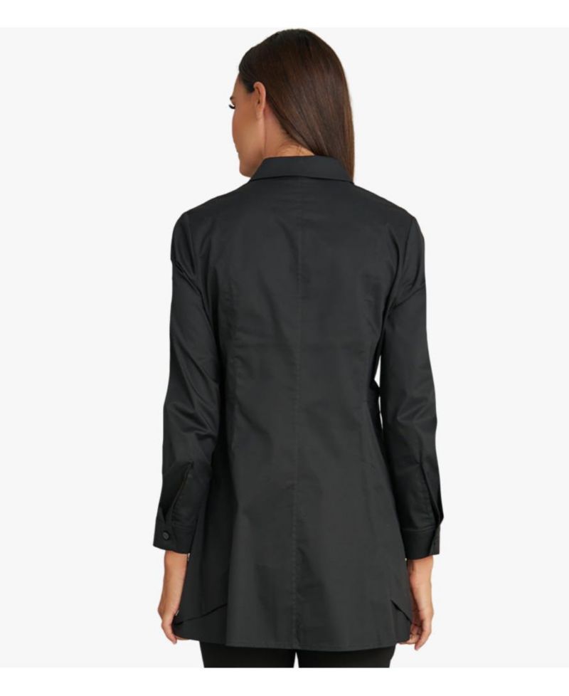 Women's Long Sleeves Cotton Poplin Diagonal Tuck Way Ahead Tunic