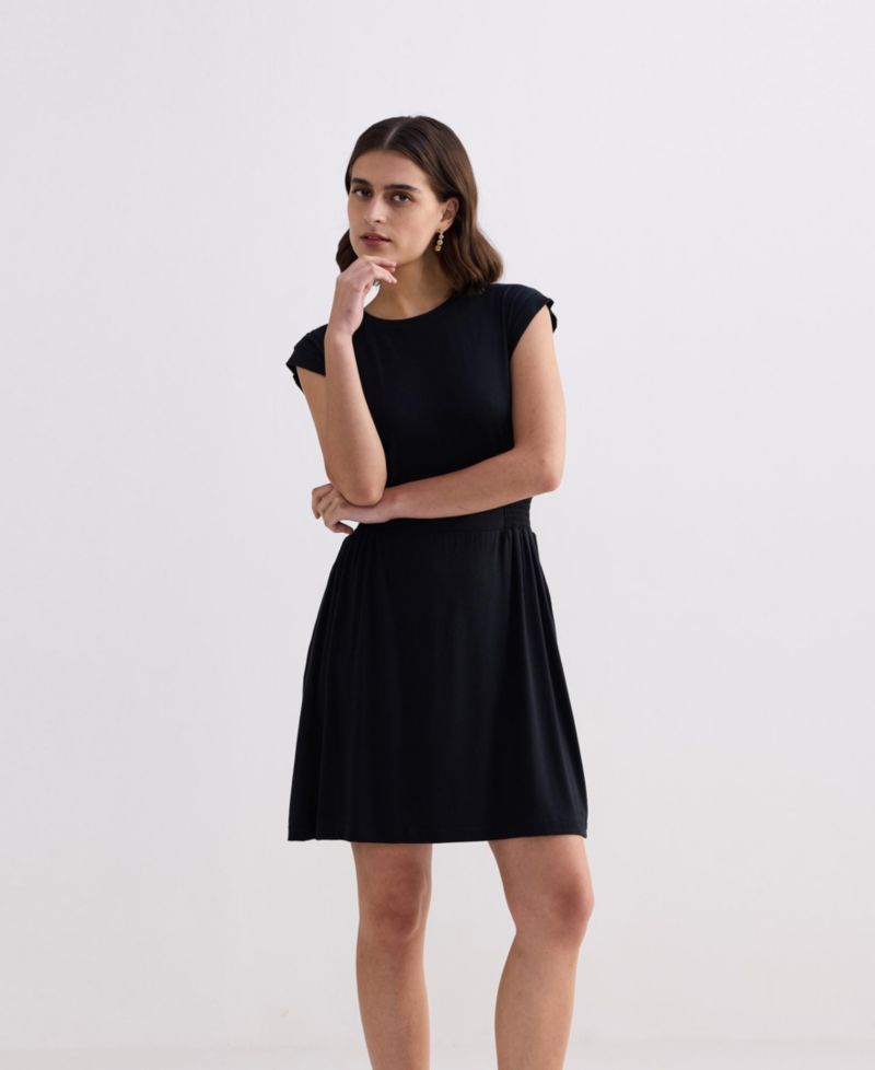 Women's Short Dress With Smocking Side Detail