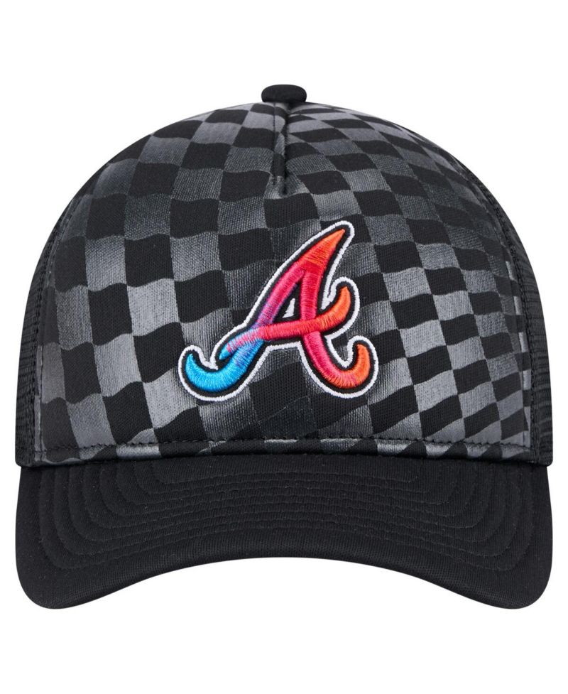 Men's Black Atlanta Braves Gradient 9FORTY A-Frame M-Crown Trucker Adjustable Hat