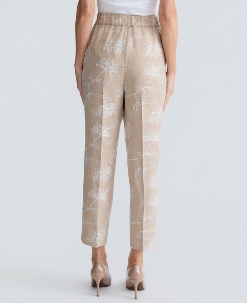 Women's High-Rise Embroidered Ankle Pants, Regular & Petite