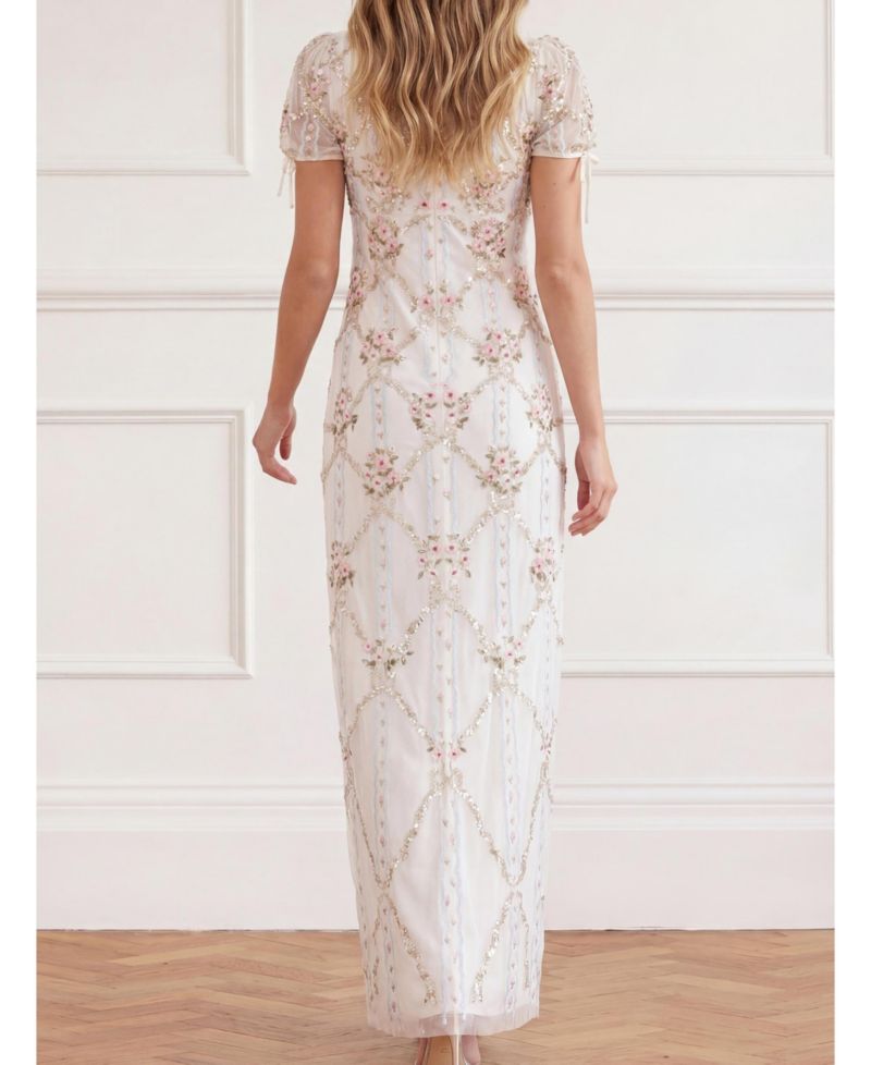 Women's High-Neck Embroidered Maxi Gown