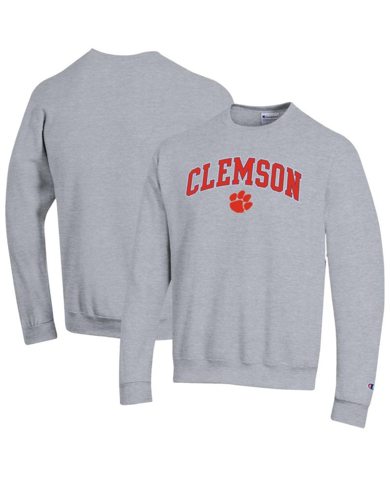 Men's Purple Clemson Tigers Arch Over Logo Pullover Sweatshirt