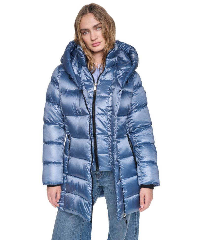 Women's Pearlized Hooded Walker with Bib Coat