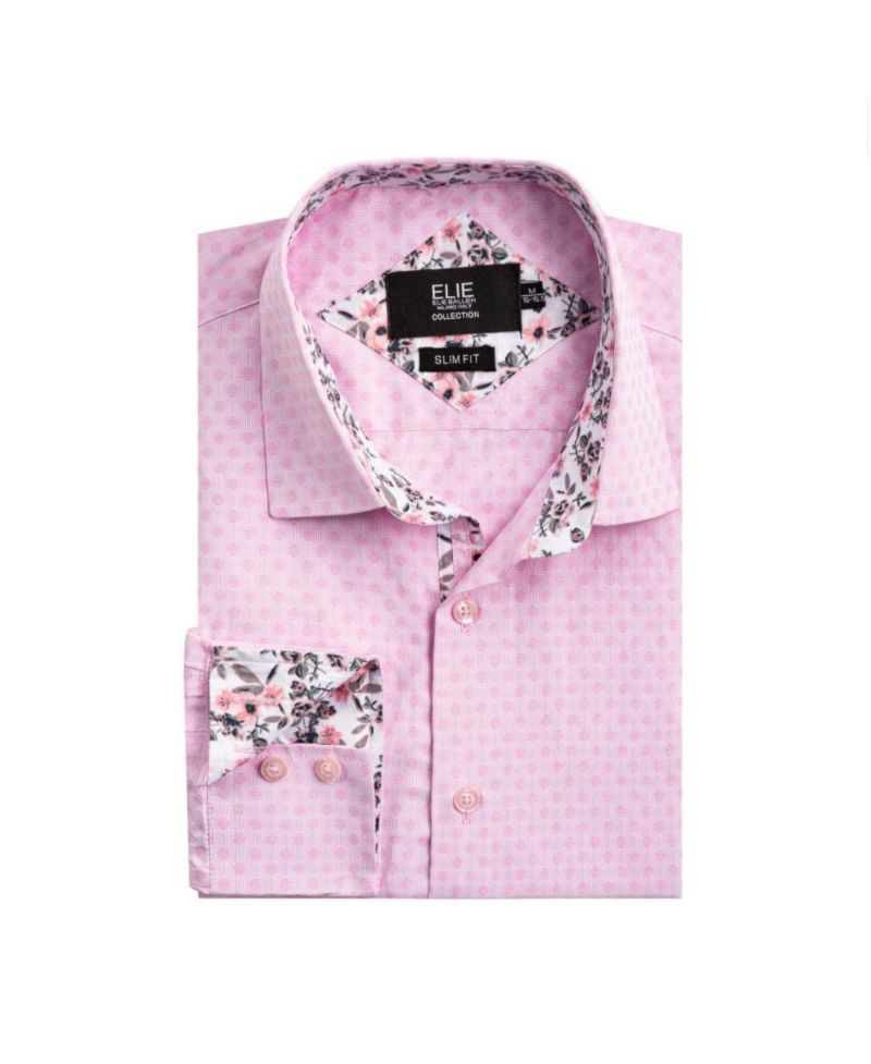 Men's Slim Fit Jacquard Dot Button-Down Shirt